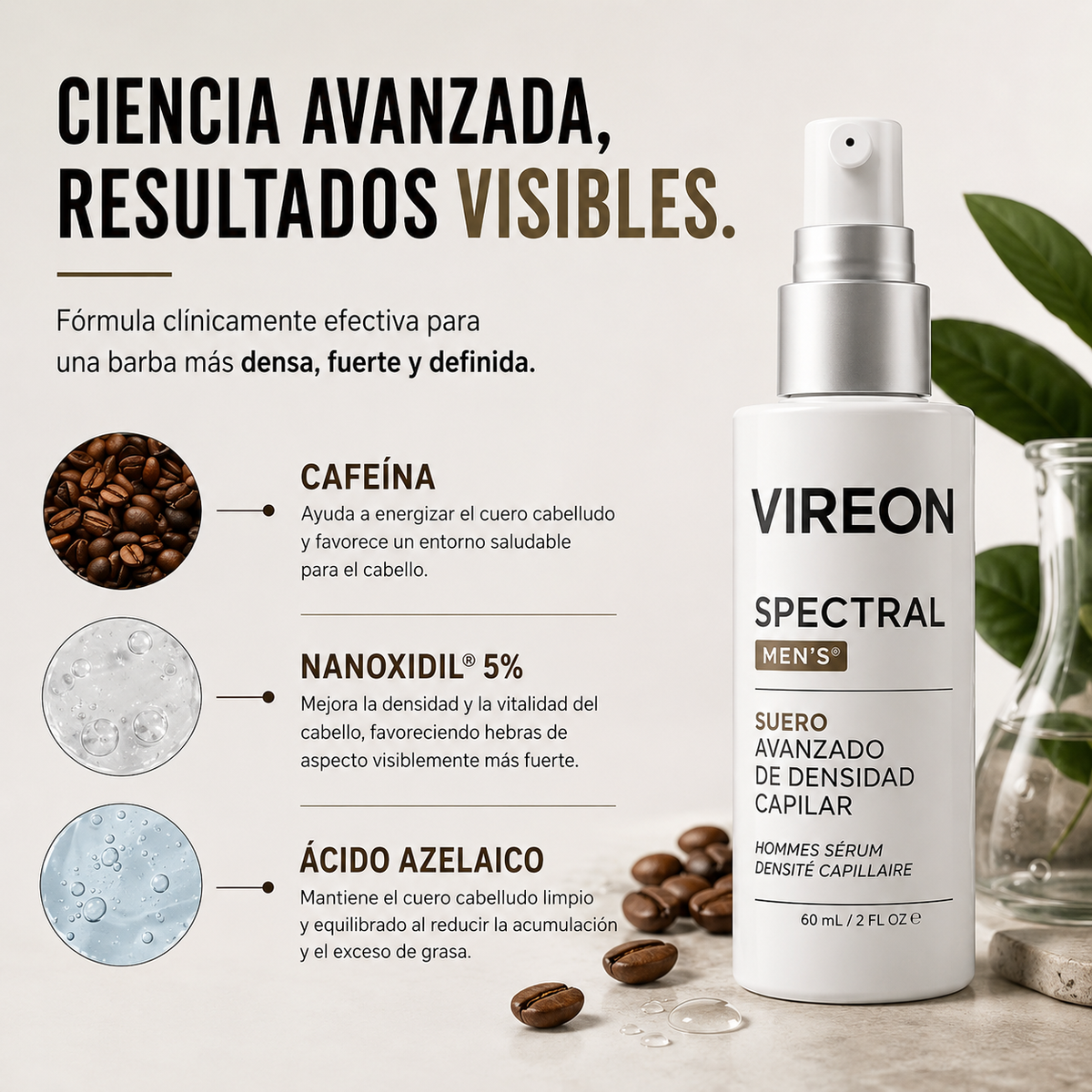 VIREON® Serum Avanzado para el Crecimiento de Barba y Cabello