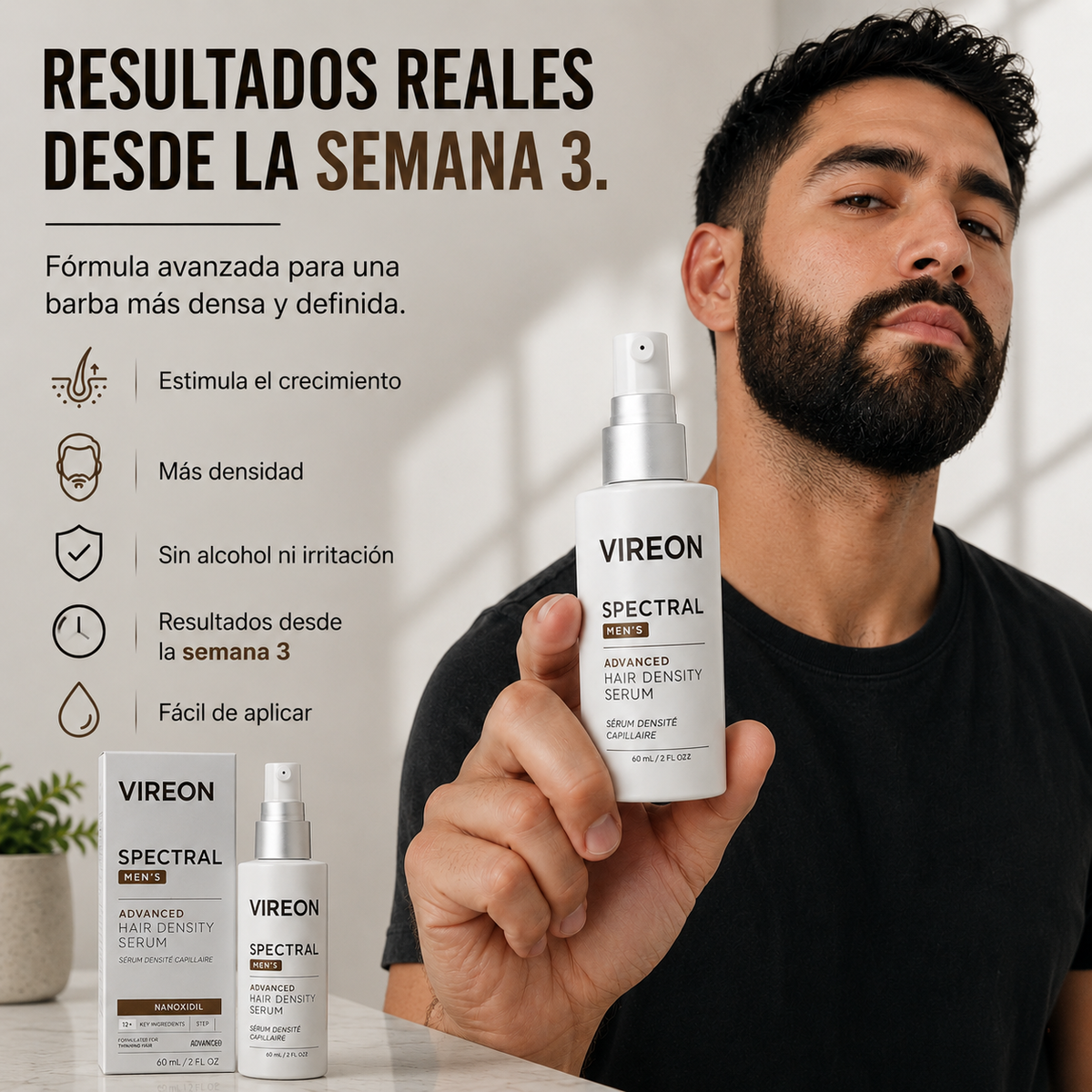 VIREON® Serum Avanzado para el Crecimiento de Barba y Cabello